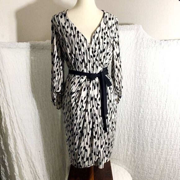 Donna Ricco Black & White Print Dress Size 14 - Picture 1 of 10